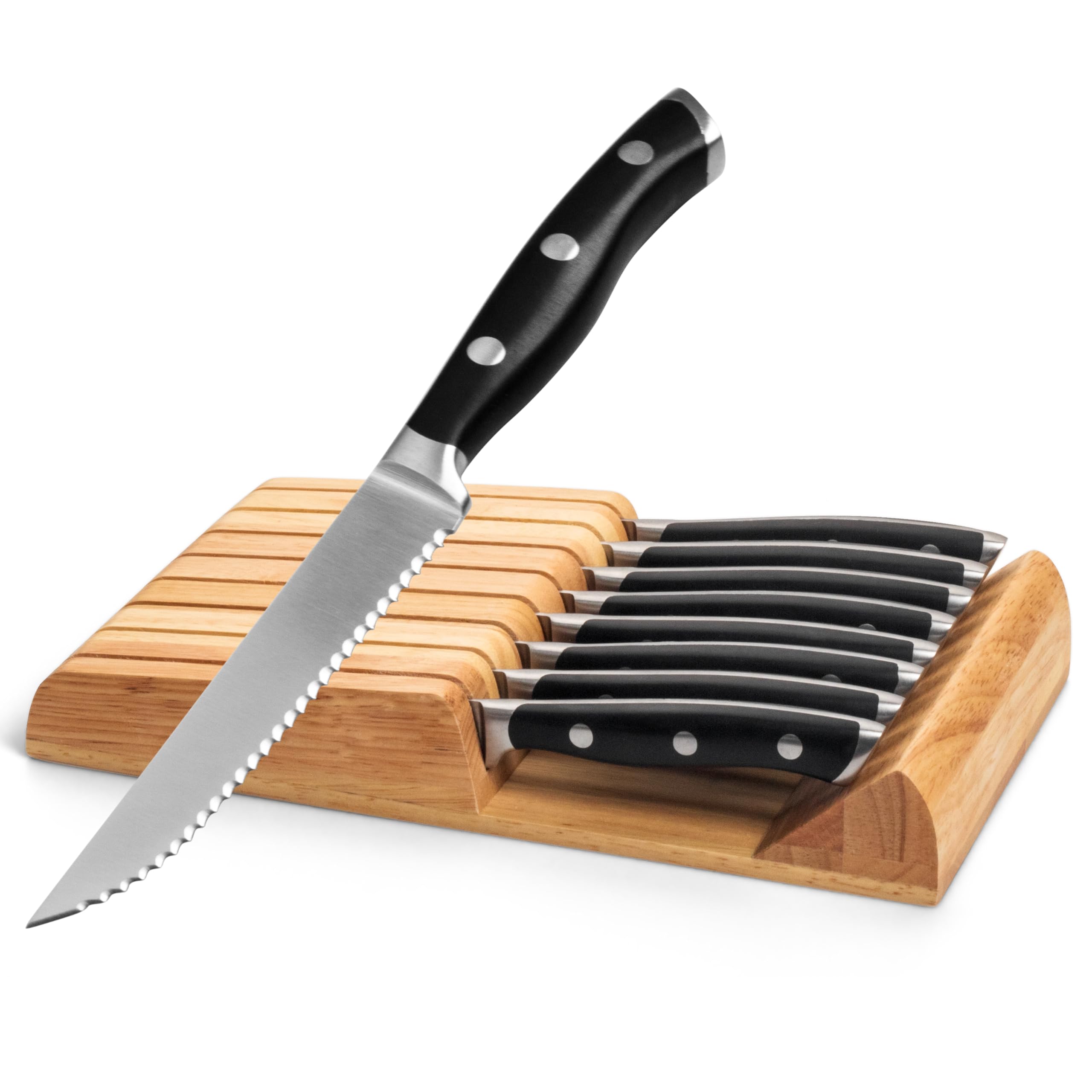 Alata 8-Piece Steak Knife Set with Block: A Practical Look at Serrated 4.7-Inch Blades