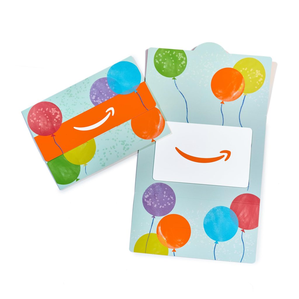Amazon Physical Gift Card in Mini Envelope: A Simple Gift Option with Bright Balloons Design