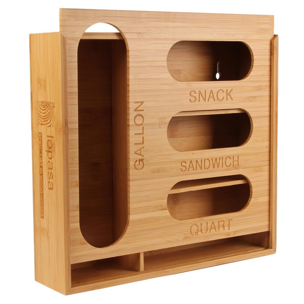 LOPASA Baggie Organizer for Drawer: A Bamboo Storage Box for Ziplock Bags in the Kitchen