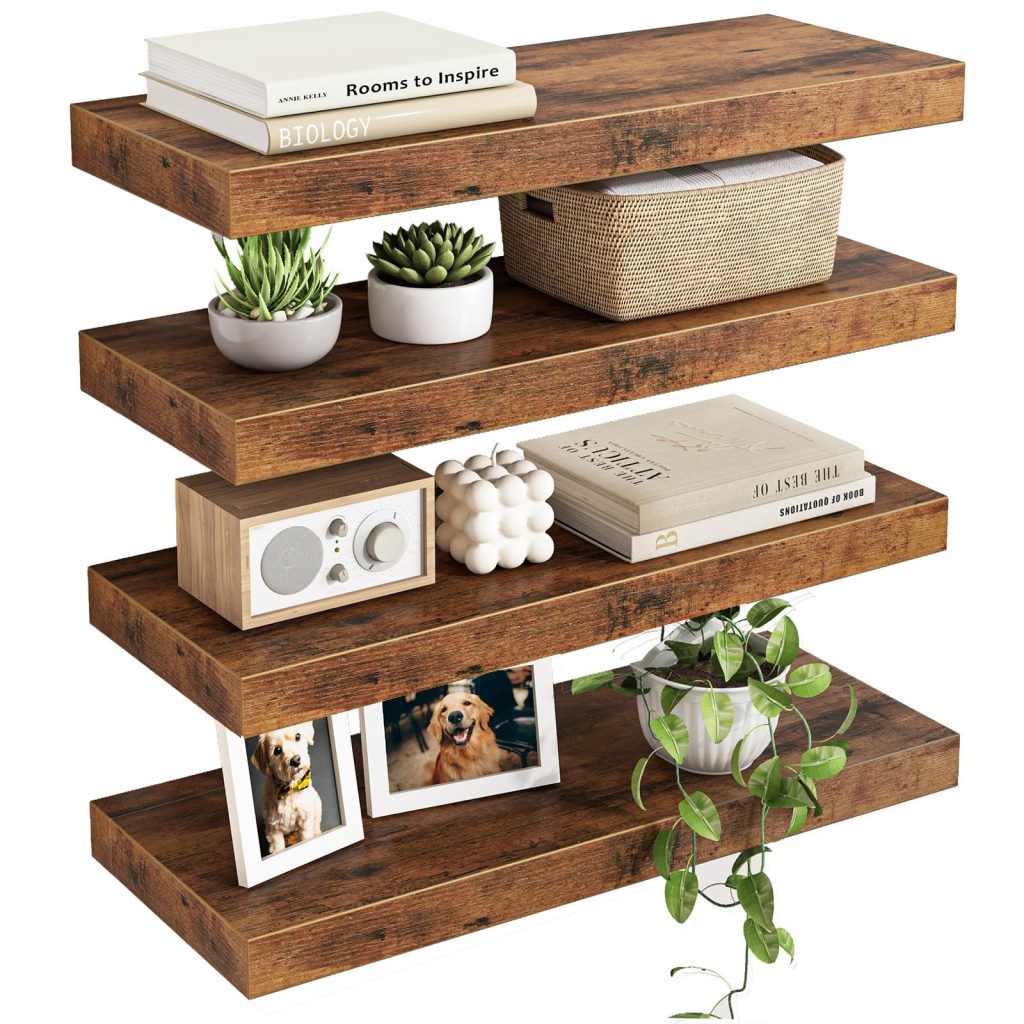 Fixwal Wood Floating Shelves Set of 4: A Practical but Not Perfect Storage Solution for Small Spaces