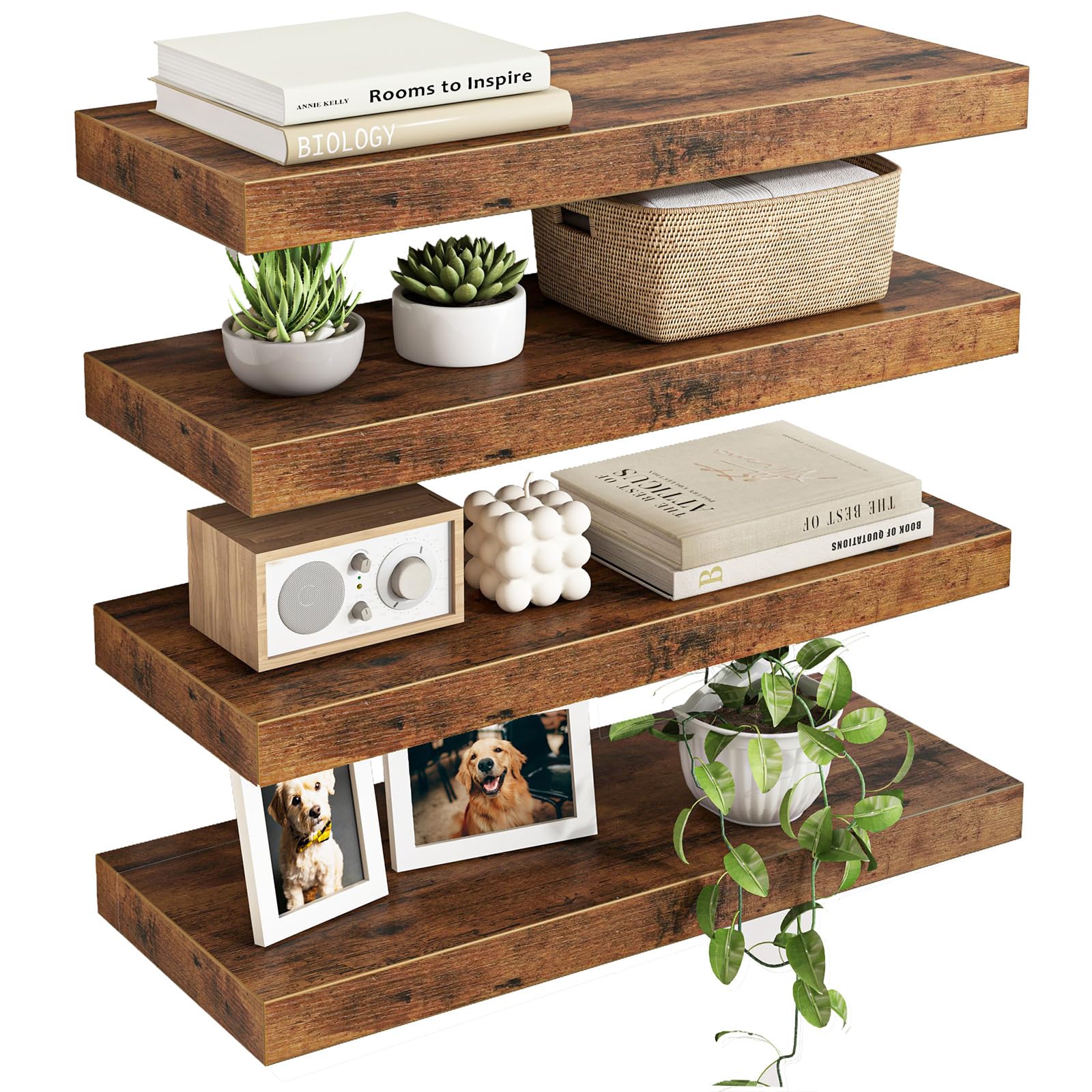 Fixwal Wood Floating Shelves Set of 4: A Practical but Not Perfect Storage Solution for Small Spaces