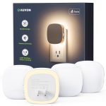 AUVON Plug-in LED Night Light 4-Pack: Motion Sensor, Dusk-to-Dawn, and Adjustable Warm Glow for Hallways and Bedrooms